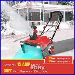 120V 15Amp Snow Blower 20 Electric Snow Thrower with180° Rotatable Chute 2 Lights