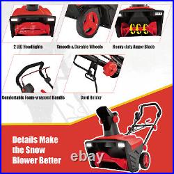 120V 15Amp Snow Blower 20 Electric Snow Thrower with180° Rotatable Chute 2 Lights