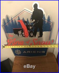 Authentic Original Large ARIENS 24 X 21 DEALER METAL SIGN THE KING OF SNOW