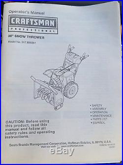 CRAFTSMAN SNOWBLOWER SNOW THROWER 30 With EZ STEER ELECTRIC 4-WAY CHUTE CONTROL