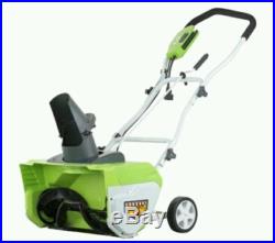GREENWORKS 12 AMP 20 ELECTRIC SNOW THROWER, NEW, RETAIL $249.95