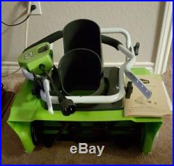 GREENWORKS 12 AMP 20 ELECTRIC SNOW THROWER, NEW, RETAIL $249.95