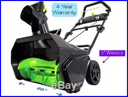 GreenWorks 2601302 Pro 80V 20 Snow Thrower battery and charger not included
