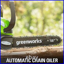 Greenworks 40V 12-Inch Cordless Chainsaw, 2.0Ah Battery and Charger Included