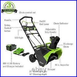 Greenworks 40V 20-inch Cordless Brushless Snow Blower with 4.0Ah Battery&Charger