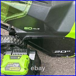 Greenworks 60V Lithium Max 20 in Cordless Snow Blower 2.0 Battery & Charger NEW