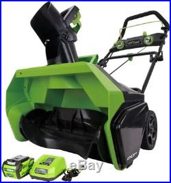 Greenworks Electric Snow Blower 20 in. 40V Lithium Ion Battery Charger Included