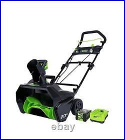 Greenworks Pro 80 V 20-in Brushless Single-Stage Snow Blower, Battery & Charger