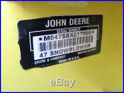 JOHN DEERE 47 QUICK HITCH SNOW BLOWER ATTACHMENT With X SERIES SUBFRAME HITCH