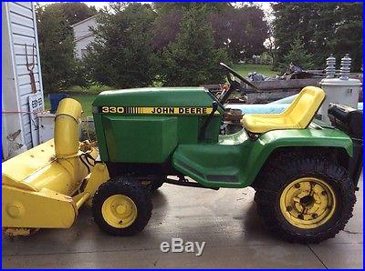 John Deere 330 3 cyl diesel garden tractor with Snow Thrower 36 2 stage