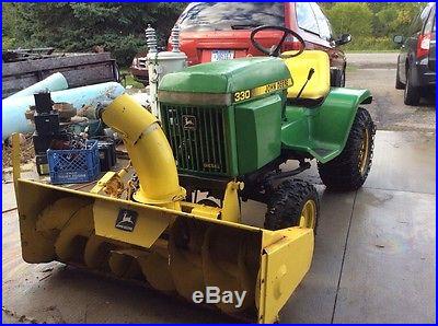 John Deere 330 3 cyl diesel garden tractor with Snow Thrower 36 2 stage