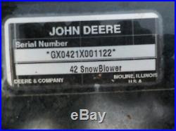 John Deere 42 Snowblower L110 L120 L130 LT155 Never Used Parts Only