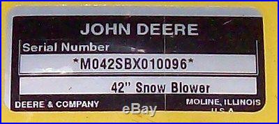 John Deere 42 Snowblower M042SBX Snow Blower LT Lawn Tractor LT150 LT160 LT170