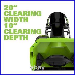 New Greenworks 40V 20-in Cordless Brushless Snow Blower 4.0 Ah Battery & Charger