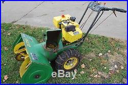 Nice John Deere 826 2 stage snow blower with chains, 26, 8 HP, electric start