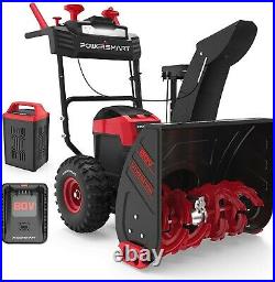 PowerSmart 24 Inch 2-Stage Snow Blower with Battery and Charger 80V 6.0Ah