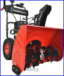 PowerSmart B&S 208CC Gas Powered Snow Blower 24-Inch with Heated Grips LED Light