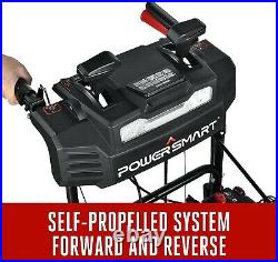 PowerSmart B&S 208CC Gas Powered Snow Blower 24-Inch with Heated Grips LED Light