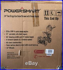 PowerSmart DB72024PA 2-Stage Gas Snow Blower with Power Assist, 24 Remote Chute