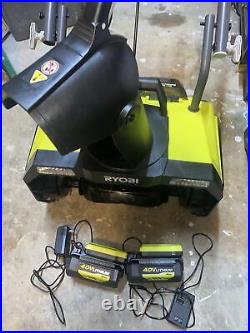 RYOBI 20 in. 40V Brushless Cordless Electric Snow Blower 4.0 Ah Battery, Charger