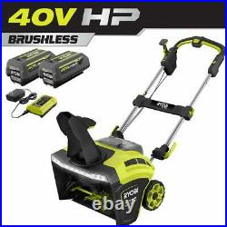 RYOBI 40V HP Brushless 21 in. Cordless Single Stage Snow Thrower with (2) 5.0