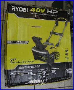 RYOBI RY40806VNM 40V HP Brushless 21 Cordless Single Stage Snow Blower Kit