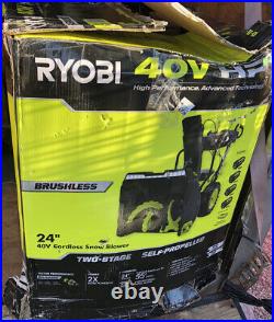 Ryobi Cordless Electric Snow Blower 24in Self Propelled 4x 6ah Batteries RY40807