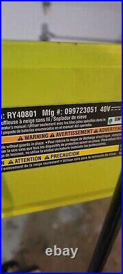 Ryobi Electric Snow Blower 40V Charger And Two Lithium Batteries Tested And Work