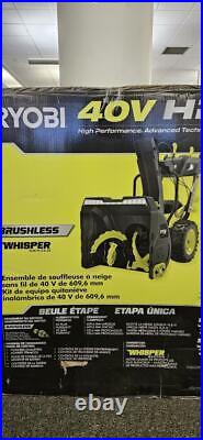 Ryobi RY40870 40V HP Brushless Whisper 24 Cordless Electric Snow Blower