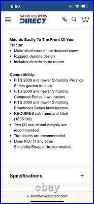 Simplicity Snowthrower 42 Single stage