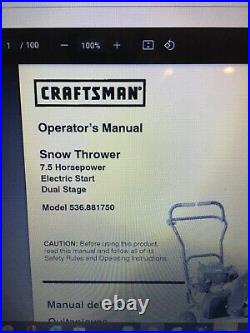 Snow Blower Craftsman 7.5HP Briggs & Stratton