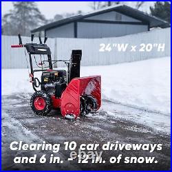 Snow Blower Gas Powered 24 Inch 2-Stage 212cc Engine with Electric Start, LED