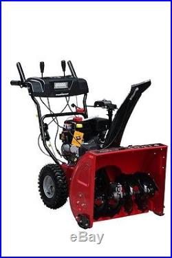 Snow Blower Two Stage Engine Gas Thrower 24 Inch Wide Electric Start LED Light