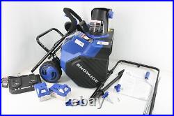Snow Joe 24V-X2-SB18 Cordless Battery Powered Snow Blower Kit w Charger Blue